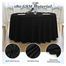 Round Tablecloth,6 Pack 132inch Stain And Wrinkle Resistant Polyester Table Cloth,Decorative Fabric Table Cover For Kitchen,Dinning,Party,Wedding RoundBlack - Multicolor 766 - View 2