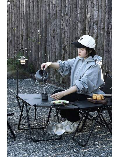 DAIDAIZAI モジュール拡張可能 キャンプテーブル 灯架付き 軽量 折りたたみ アウトドア ローテーブル 耐熱天板 収納袋付き キャンプ バーベキュー 焚き火 レジャー