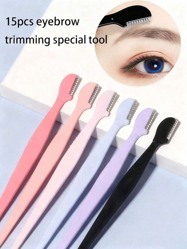 15pcs Eyebrow Razors, Straight Handle Eyebrow Trimmer, Unisex Painless Hair Removal Tool With Protective Cover, Ideal For Beginners To Avoid Facial & Body Injury, Precise Eyebrow Shaping Tool, Makeup, Affordable, Home Decor, Vanity, Travel, Bedroom, Makeup Accessories, Eyebrow Razor