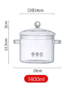 1pc Glass Pot Healthy Pot High Boron Heat-Resistant Thick Glass Pot For Stewing Soup On Open Flame, With Lid, Suitable For Mulled Wine - Clear - View 10