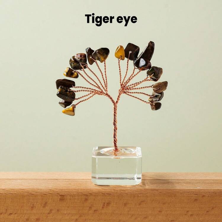 1个天然水晶迷你玻璃许愿瓶，内含幸运树形疗愈石 | 抛光宝石装饰 | 生日礼物，传递正能量和美好祝愿，圣诞礼物 - 魚缸小花樹 - 查看 34