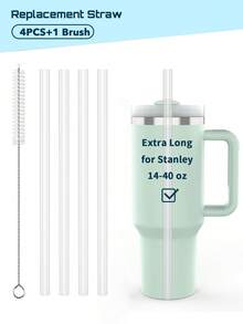 6/4/2/1 pieza Pajitas de plástico reutilizables extra largas para vaso, accesorios, pajitas de repuesto extra largas de 12 pulgadas 310 mm con cepillo de limpieza, compatibles con vasos de 20/30/40 oz, juego de fiesta de Navidad de plástico, regalo de Navidad - Multicolor - Ver 13