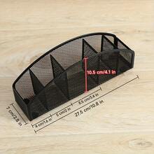 1pc Desk & Drawer Organizer, Multi-Grid Metal Pen Holder Classic Mesh Design, Desktop Pencil Pot, Stationery And Office Supplies Organizer, Makeup Brush Organizer. Desk Caddy For Pens, Sticky Notes, Staplers, Paper Clips | Back To School Supplies - Black - View 2