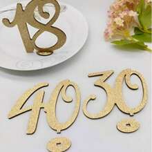 1件金色闪光木质数字18/30/40/50/60/70装饰摆件，适用于50/60岁生日周年纪念派对、家居及活动装饰摆件。金色闪光木质数字50/60装饰摆件，完美适用于50/60岁生日、周年纪念庆典、家居及派对装饰。金色闪光木质数字50/60装饰摆件。 - 彩色 - 查看 4