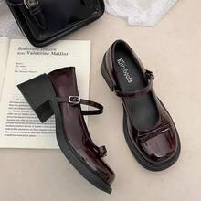 2025 Primavera Nuevos Zapatos de Cuero Pequeños con Lazo y Punta Redonda Estilo Británico Retro Francés Suela Gruesa Tacón Chunky Zapatos Mary Jane - Negro - Ver 3