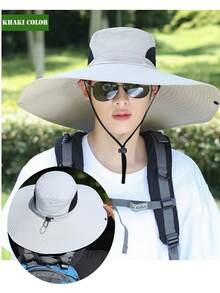 Summer Wide Brim Sun Hat, Outdoor Cycling Sports Fishing Hiking Bucket Hat, Sun Protection - Multicolor - View 2
