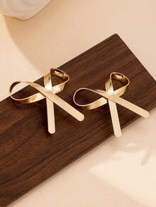 1 Pair Fashionable & Elegant Butterfly Metal Gold Leopard Print Pendant Earrings, Sophisticated Daily Wear For Women