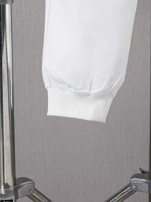 2 件套青少年男孩休闲保暖内衬连帽夹克和工装裤套装，秋冬 - 白色 - 查看 7