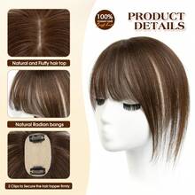 Hair Toppers For Women Real Human Hair, 360°3D Cover Toppers Hairpieces For Women With Thinning Crown Wispy Clip In Bangs Realistic Scalp Hairline  For Halloween And Christmas Parties Dinners Daily Life Travel Etc Suitable - S2 - 查看 5
