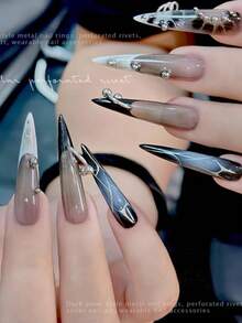 2 Stück 1-1,2 mm Spiralbohrer, 2 Stück konische Diamant-Spiralbohrer, 60 Stück Nagelkunststuds (geeignet für Aufklebe-Nägel, Schmuckherstellung mit Bohrung), Mini-Handbohrer, Lochstanze, Werkzeug-Zubehör, geeignet für Heim-Nagelstudio - 30 Stück/Box 3D Metall Punk Nail Art Dekorationen, Y2K Nagelbedarf, Nagelsteine, geeignet für Nägel, Lippen-Ringe, Nasenringe (4/3/2/1 Stück) - Verschiedenfarbig - Übersicht 2