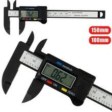 150mm 100mm Electronic Digital Calipers Carbon Fibre Dial Vernier Calipers Micrometers Measuring Tools Digital Rulers For Inside And Outside Diameters, Precision Measurements, Jewelry & DIY Use - Black - View 3