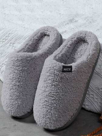 Pantuflas de casa de felpa para mujer, con suela gruesa antideslizante y forro de peluche cálido para interiores en invierno