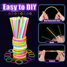 Ultra Bright Glow Sticks Bulk Party Supplies 100 Pack - 8" Glow Dark Light Up Halloween Party Favors, Glow Decorations, Neon Party Necklaces,Glow In The Dark Party Favors, Easter, Christmas, Football Party Supplies - 100pcs 多色 - 查看 2