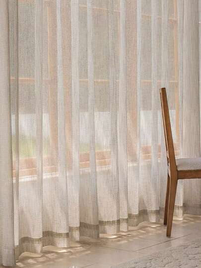 1pc Japanese Linen Curtain, Minimalist Beige Filtering Curtain, Rod Pocket Design, Suitable For Living Room, Balcony And Bedroom Decor, Living Room Curtain, Bedroom Curtain, Multi-Scene Christmas Decorative Curtain, Suitable For All Seasons