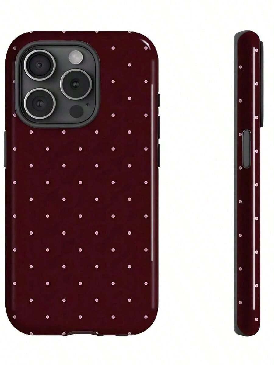 Burgundy Background With Pink Two-In-One Matte Texture Phone Suitable Compatible With Iphone17,17Air,16, 15, 14, 13, 12, 11, PRO,PLUS,X,XS,XSMAX,As Well As , S21/22/23/24/25 Ultra/FE+,NOTE20 Ultra,A71/56/55/54/53/52/36/35/34/26/25/23/16/15/14/13/06 - 彩色 - 查看 1