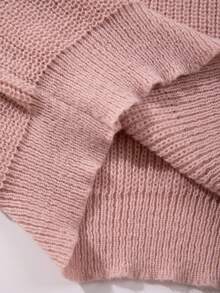 Lightweight Casual Textured Knit Oversized Unisex Sweater, Minimalist Design, Loose Fit Crew Neck Pullover, Suitable For Autumn/Winter - Pink - View 9