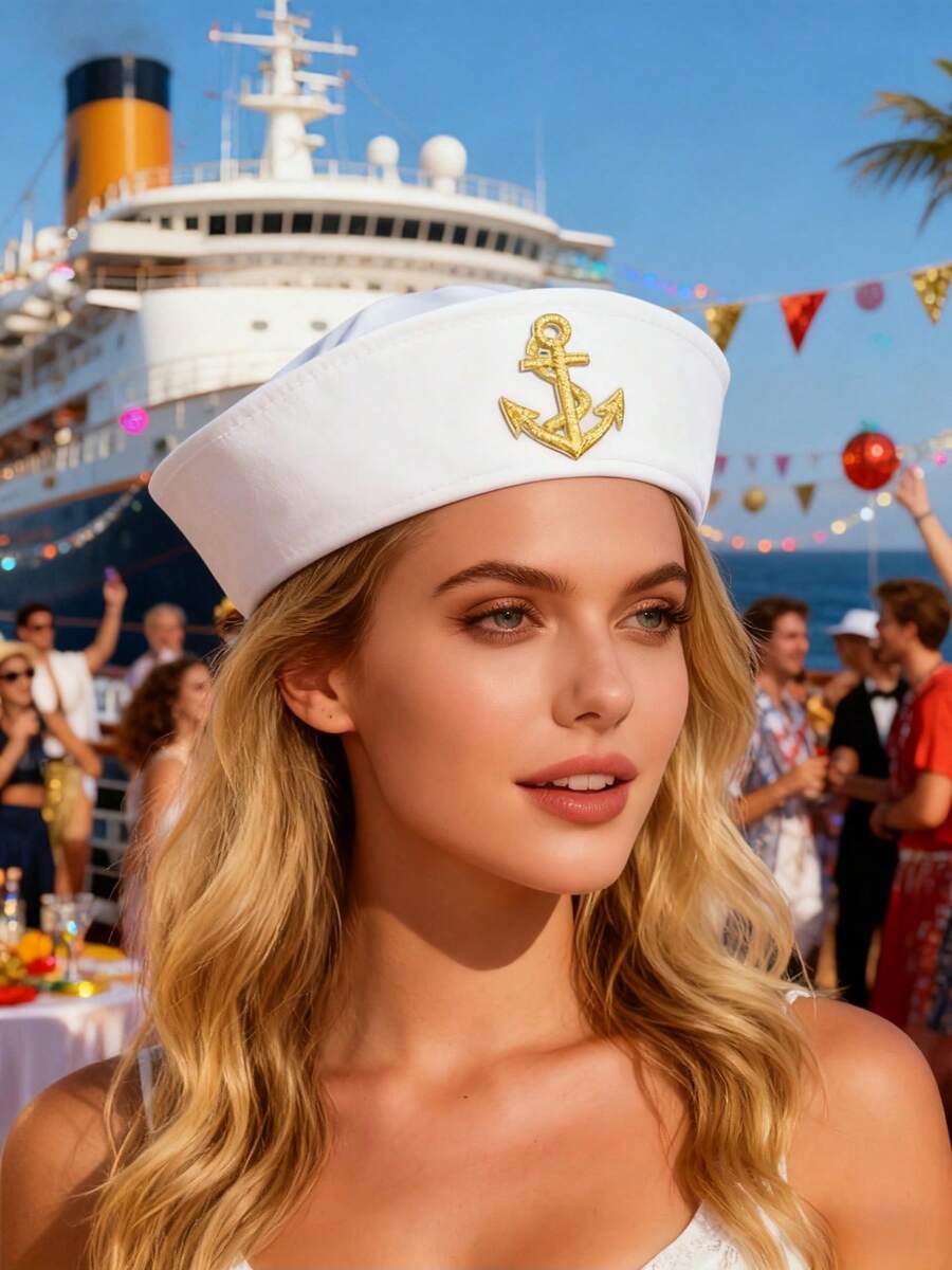 HongLuan 1 chiếc mũ thủy thủ Polyester dành cho nam và nữ, mũ thuyền trưởng du thuyền, thích hợp cho Halloween, Giáng sinh, tiệc độc thân, cosplay, tiệc du thuyền, diễu hành, tiệc người lớn, bãi biển