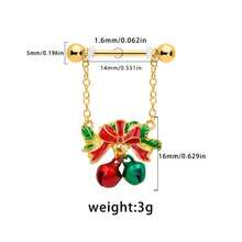 AVYRING 2pcs Christmas Nipple Rings Jingle Bell Dangle Nipple Rings Stainless Steel Nipple Tongue Ring Barbell Piercing Green Ball Bead Christmas Nipple Piercing Jewelry For Women