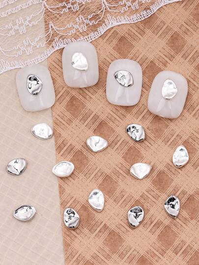 10/20 Pieces Of Japanese Y2K Asymmetrical Metal Nail Decorations Short Nail Accessories Nail Art Supplies