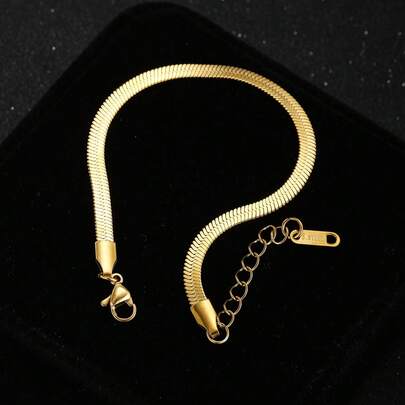 1pc Minimalist Elegant Gold Chain Bracelet, Suitable For Boys, Girls, Family, Friends, Ideal Jewelry Accessory For Travel, Street Party And More Occasions