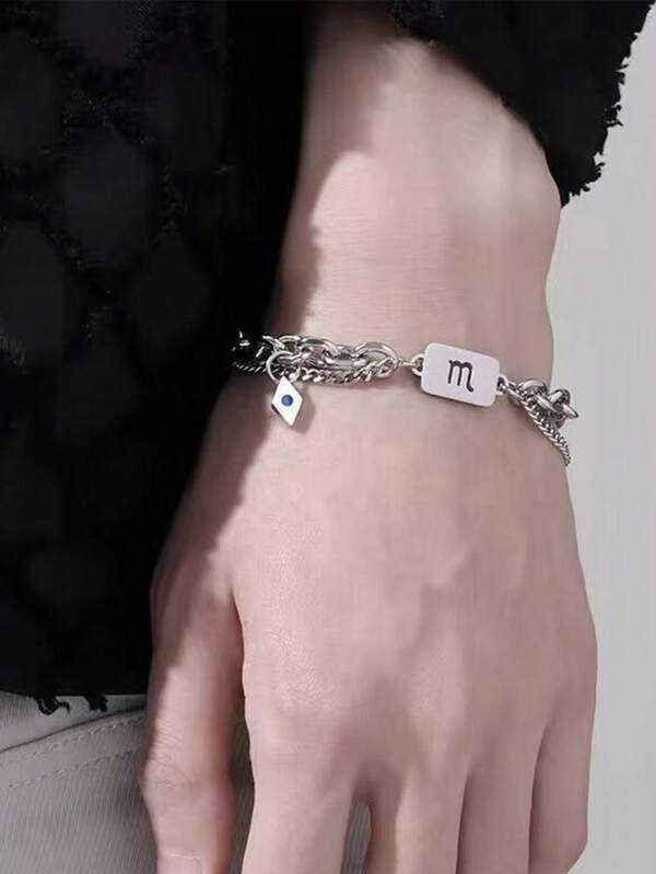 1 pieza Pulsera de acero de titanio con espejo pulido de estilo minimalista [Aries, Tauro, Géminis, Cáncer, Leo, Virgo, Libra, Escorpio, Sagitario, Capricornio, Acuario, Piscis] de los 12 signos del zodíaco para hombres, para uso diario, regalo de cumpleaños para novio