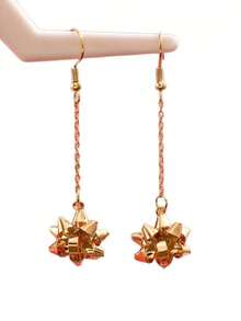 2pcs Fashionable Personalized Ribbon, Star & Planet Design Women's Earrings, Christmas Accessory