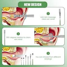 6-Piece Ear Wax Removal Tool Set - Ear Pick, Spoon & Curette Kit | With Storage Bag & Organizer Box | Home Ear Cleaning Essentials - Random Color - View 5