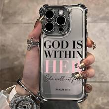 Funda de Teléfono Estética con Citas Cristianas y Poemas Rosados para iPhone 16, 15, 14, 13, 12, 11 Pro Max, X, XR, XS Max, 8, 7 Plus - Funda Transparente Suave a Prueba de Golpes - Colores mixtos 1 - Ver 1