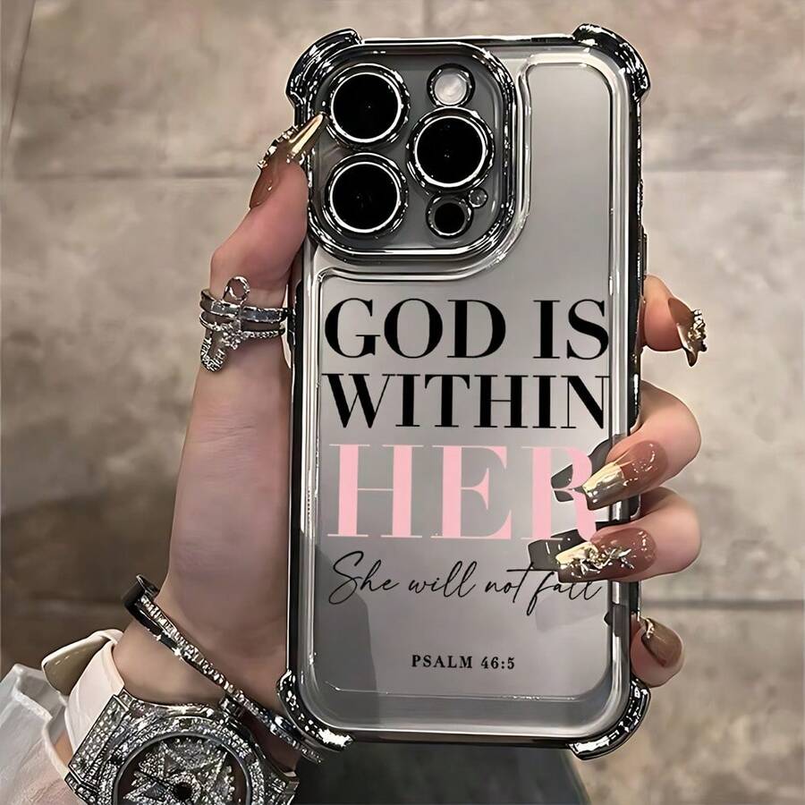 Funda de Teléfono Estética con Citas Cristianas y Poemas Rosados para iPhone 16, 15, 14, 13, 12, 11 Pro Max, X, XR, XS Max, 8, 7 Plus - Funda Transparente Suave a Prueba de Golpes - Colores mixtos 1 - Ver 1