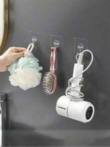 10/1pc Transparent Waterproof Adhesive Hook, No Drill Removable Moisture-Proof Hook, Suitable For Living Room, Kitchen, Bathroom, Dorm, Washroom, Wall, Adhesive No Drill Hook, Gift For Friends And Family