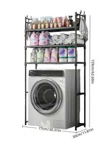 1pc Bathroom Washing Machine Storage Rack, Floor-Standing Multi-Layer Organizer Shelf, Large Capacity For Laundry Detergent & Cleaning Supplies, Household Laundry Room Overhead Storage Rack Bathroom Accessories - Multicolor - View 3