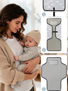 1pc Waterproof Portable Foldable Baby Diaper Changing Pad, Suitable For Outdoor Use And Travel - Multicolor - View 5