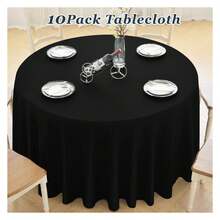 Round Tablecloth,10 Pack 120inch Stain And Wrinkle Resistant Polyester Table Cloth,Decorative Fabric Table Cover For Kitchen,Dinning,Party,Wedding RoundBlack - 多色773 - 查看 4