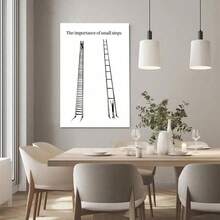 1pc Framed Canvas Wall Art, The Importance Of Small Steps, Motivational Art Print Canvas Poster Painting Room Wall Decor, Ideal Gift For Bedroom Living Room Hallway Dorm, Ready To Hang - 白色 - 查看 5