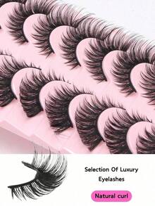 10 Pairs Lashes Cat Eye, D Curl, Artificial Mink Eyelashes Fluffy And Lively   Lengthen The Tail Of The Eye To Optimize The Shape The Eye, Suitable For Weddings, Halloween, Christmas, Easily Hold Different Holiday Makeup! - 貓精靈睫毛 - 查看 7