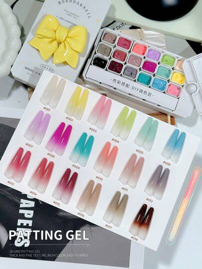 MORDDA 18 Colors Patting Glue Smudge Canned High Saturation Popular Semi-Solid Nail Polish Glue Women's Salon Manicure DIY Nails