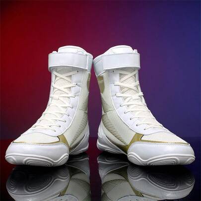 Men's Boxing Shoes, Martial Arts Shoes, Wrestling Shoes, High-Top Men's Fighting Shoes, Boxing Shoes, Training Shoes, Boots, Muay Thai Boxing Shoes, Fitness Kickboxing Shoes, High-Quality Men's Professional Sports Shoes, Comfortable Anti-Slip Durable Breathable Ankle Support Textured Shoes