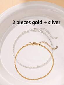 1/2pcs Shimmering Glitter Beach Anklet, Fashionable Women Foot Jewelry Accessory [No Box Packaging]