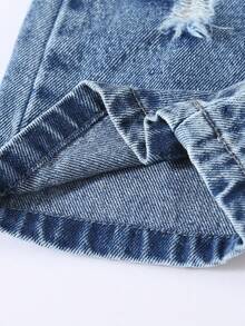 1件装幼儿男童休闲时尚街头复古Y2K做旧牛仔裤，采用褪色、破洞和磨损设计，适合户外活动、返校、通勤和社交场合，春夏秋冬四季皆宜。