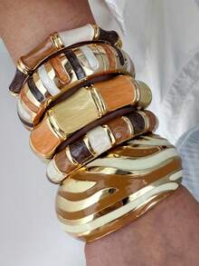 1 件奢华复古锌合金珐琅滴油手链，女士时尚珠宝，适合音乐节和日常佩戴，馈赠佳品 - 彩色 - 查看 3