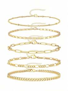 Gold Bracelets For Women, Stackable Bracelet Stack Set Adjustable Charm Paperclip Chain Cuban Link Layered Waterproof Jewelry Sets Gifts For Women - Bracelets - View 16