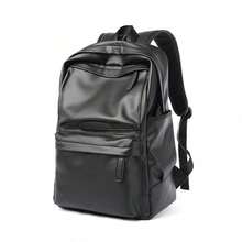 حقيبة ظهر رجالية من جلد البولي يوريثان مقاومة للماء، حقيبة سفر عصرية، مناسبة لحمل كمبيوتر محمول 15.6 بوصة