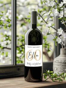 Personalized Milestone Birthday Wine Label Gift, For Her. Elegant Floral Bottle Sticker, Can Print Name And Age, Suitable For 30th, 40th, 50th And 60th Birthday.,Kitchen Essentials ,Scandinavian Style - Multicolor - View 8