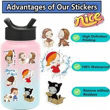 50PCS Yoshitomo Nara Stickers, Bible Verse Faith Stickers Vinyl Aesthetics Book Reading Stickers Aesthetic Vinyl Stickers High Quality Stickers Decals Scrapbook,Journaling,Laptop,Bumper,Skateboard,Water Bottles,Computer,Phone Stickers Can Bring A Lot Of Fun To Your Life,The Perfect Gift For Adults - Multicolor - View 6