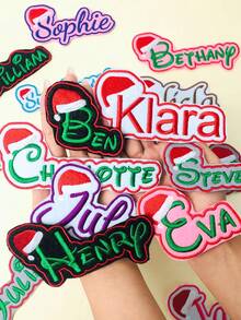 1/3/5 szt. spersonalizowanych haftowanych naszywek z imieniem, spersonalizowane naszywki z imieniem – spersonalizowana naszywka do naprasowania/przyszycia, 7,5-15 cm, stylowa naszywka z haftowanymi literami na kurtki, czapki, plecaki, ozdoby do ubrań DIY, spersonalizowana naszywka do naprasowania/przyszycia na prezent na Dzień Matki, prezent na Dzień Ojca, idealne prezenty dla niego, idealne prezenty dla niej, spersonalizowane pamiątki z okazji rozwoju dziecka - Wielokolorowy (styl świąteczny) - Zobacz 10