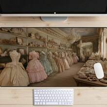 Gilded Dress Shop Desk Mat, Victorian Boutique Desk Pad, Regency Era Dressmaker Desk Topper, Historical Fashion, England Seamstress Mousepad - trắng - Xem 7