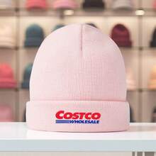 Costco Print Winter Knit Beanie Hat - Unisex Soft Warm Stretchy Acrylic, 7 Colors (Black, Red, Grey, Pink, Brown, Blue, White) With Costco Logo Design, Casual Outdoor & Holiday Gift For Men & Women, Machine Washable, Comfort Fit For Christmas, Thanksgiving, Easter & Casual Attire, Printed Knitted Winter Hat, Beanie Hat Print, Knitted Beanie Hat, Printed Brimless Winter Hat - màu đen - Xem 6