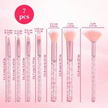 7 Pcs Pink Crystal Makeup Brushes Set, Pink Bling Makeup Brushes With Sparkle Rhinestone Design, Pretty Cute Makeup Brushe For Women/Girl Foundation Powder Blending Eye Shadow Eyebrow Blush Concealer,25161520 - 彩色 - 查看 2