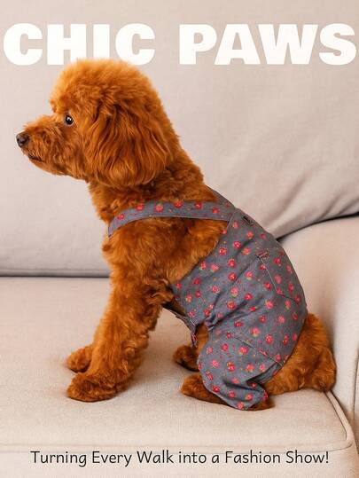 1 Piece, New Pet Clothing, Dog Clothing, Denim Strap Style, HOLD HONEY, Pet Strap Pants, Teddy, Bear, Denim, Autumn Clothing, Cat And Dog Clothing, Pet Clothing, Dog Clothing Autumn, Printed Denim Clothing