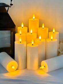 4件/12件 無焰LED蠟燭附遙控器，適用於婚禮、壁爐、聖誕節、派對、浪漫晚餐、送禮 - 白色 - 查看 9